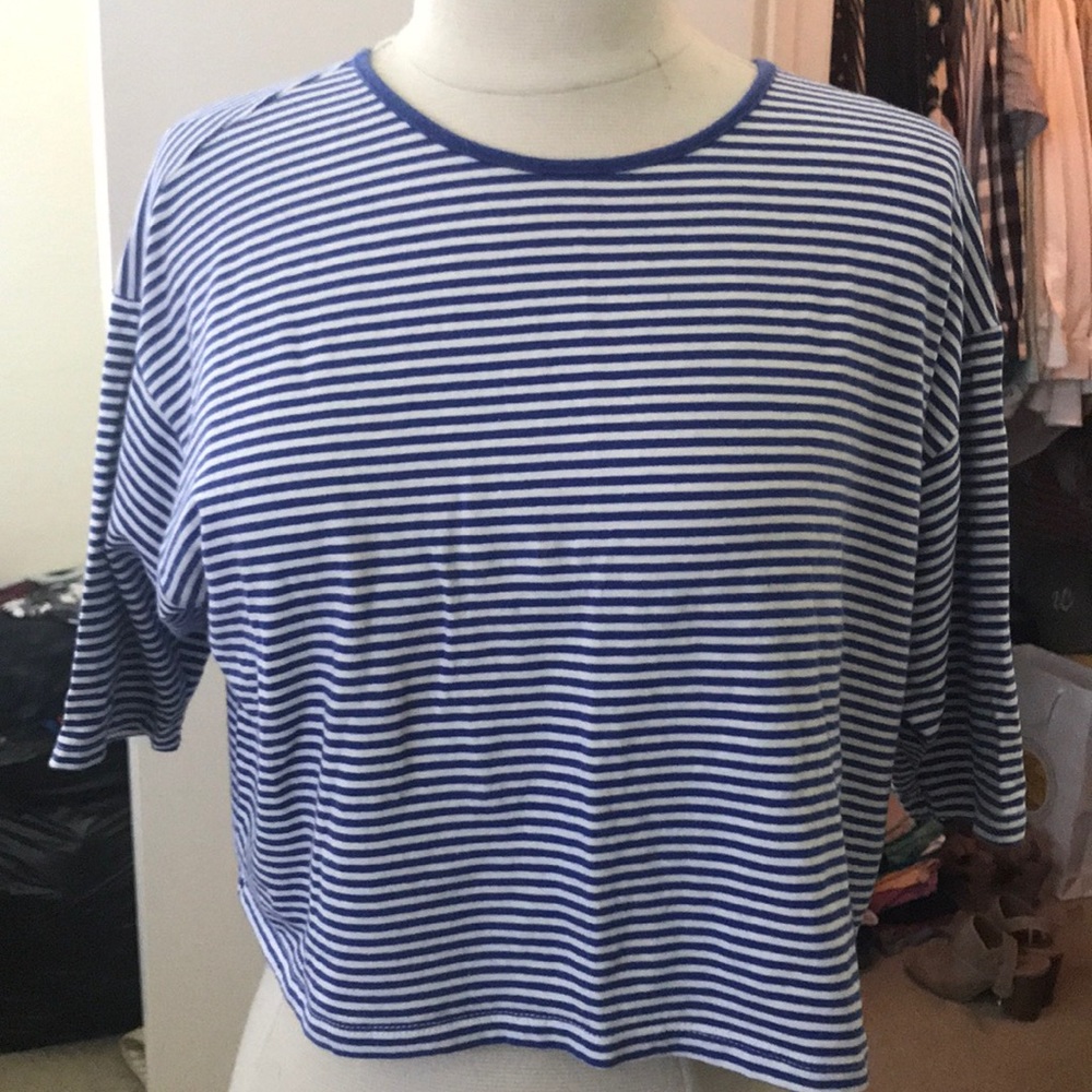 Blue and white striped shirt